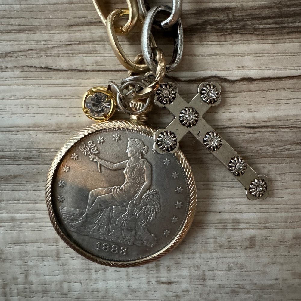 VB & Co. Coin necklace mixed metal jewelry vintage boutique jewelry
